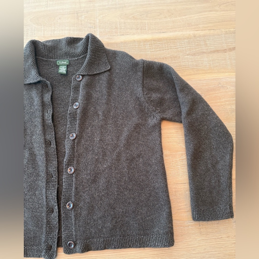 L.L. Bean Women's Dark Charcoal Button-Up Collar Cardigan - Picture 4 of 12